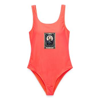 James A Tarotkarte - Frauen Badeanzug - Korallenrot - Vorne - AI Model Female 172 light (172cm)