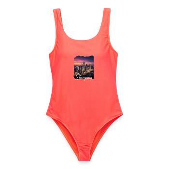 Shenyang Night City Skyline - Women's Swimsuit - coral - Front - AI Model Female 172 light (172cm)