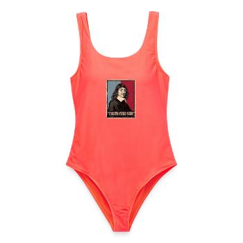 Ich denke also bin ich Rene Descartes  - Frauen Badeanzug - Korallenrot - Vorne - AI Model Female 172 light (172cm)