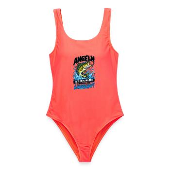 Angeln: Leidenschaft statt Hobby - Frauen Badeanzug - Korallenrot - Vorne - AI Model Female 172 light (172cm)