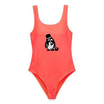 junggesellenabschied pinguin - Frauen Badeanzug - Korallenrot - Vorne - AI Model Female 172 light (172cm)