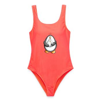 Pingouin et bonhomme de neige sont les meilleurs amis - Maillot de bain femme - corail - Devant - AI Model Female 172 light (172cm)