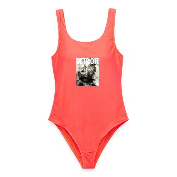 Detroit Noir - Frauen Badeanzug - Korallenrot - Vorne - AI Model Female 172 light (172cm)