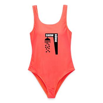 Chor Bühne Duschen - Frauen Badeanzug - Korallenrot - Vorne - AI Model Female 172 light (172cm)