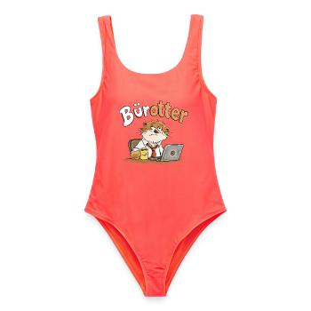 Bürotter Otter Büro Humor Kaffee Arbeit Montag - Frauen Badeanzug - Korallenrot - Vorne - AI Model Female 172 light (172cm)