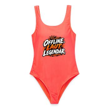 Offline. Laut. Legendär. - Frauen Badeanzug - Korallenrot - Vorne - AI Model Female 172 light (172cm)