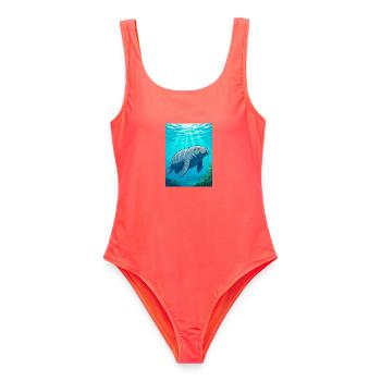 Doux géant d’eaux calmes, symbole de paix - Maillot de bain femme - corail - Devant - AI Model Female 172 light (172cm)