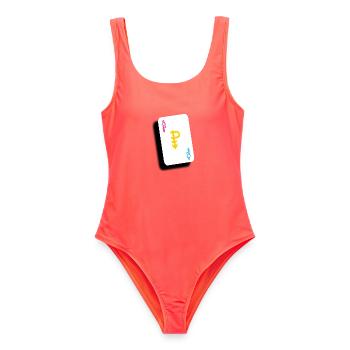 Das Ass der Pfannen - Frauen Badeanzug - Korallenrot - Vorne - AI Model Female 172 light (172cm)