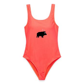 Angstschwitzendes Wildschwein - Frauen Badeanzug - Korallenrot - Vorne - AI Model Female 172 light (172cm)