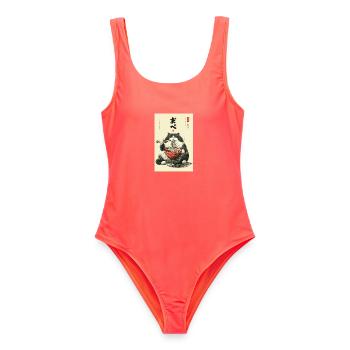 Festin de chats ramen - Maillot de bain femme - corail - Devant - AI Model Female 172 light (172cm)