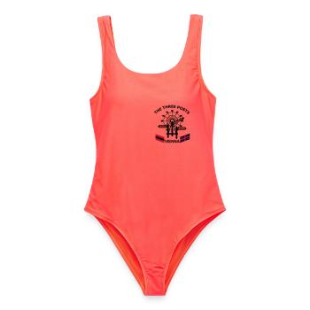 3_Posts - Frauen Badeanzug - Korallenrot - Vorne - AI Model Female 172 light (172cm)