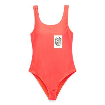 Renard en couronne florale - Maillot de bain femme - corail - Devant - AI Model Female 172 light (172cm)