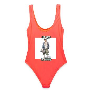HipHop Style Boombox Classique - Maillot de bain femme - corail - Dos - AI Model Female 172 light (172cm)