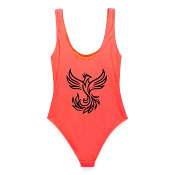 OITG-R - Frauen Badeanzug - Korallenrot - Hinten - AI Model Female 172 light (172cm)