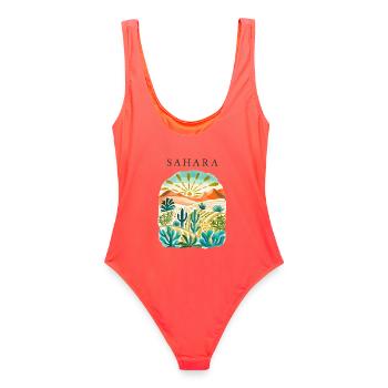 Paysage du désert du Sahara Lever du soleil - Maillot de bain femme - corail - Dos - AI Model Female 172 light (172cm)