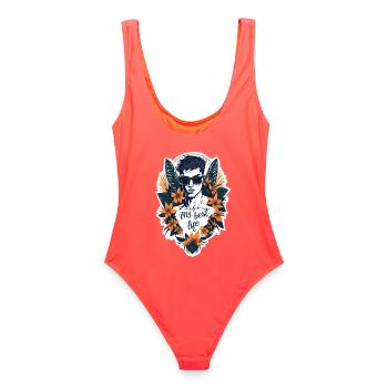My best life - Maillot de bain femme - corail - Dos - AI Model Female 172 light (172cm)
