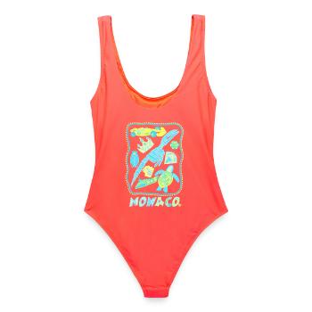 Illustration Monaco riviera française pop art - Maillot de bain femme - corail - Dos - AI Model Female 172 light (172cm)
