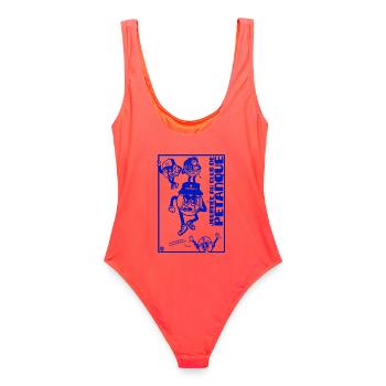 Journée au club de pétanque - style sud - Maillot de bain femme - corail - Dos - AI Model Female 172 light (172cm)