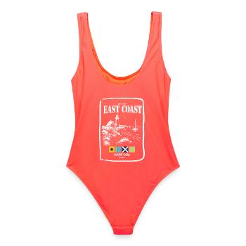 Cape Cod Côte Est: Phare et Littoral - Maillot de bain femme - corail - Dos - AI Model Female 172 light (172cm)