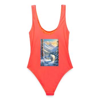 Famille polaire arctique dans les Snowy Peaks - Maillot de bain femme - corail - Dos - AI Model Female 172 light (172cm)