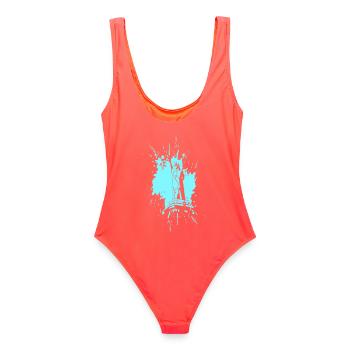 Statue of Liberty in a Splash > Vector Graphic - Women's Swimsuit - coral - Back - AI Model Female 172 light (172cm)