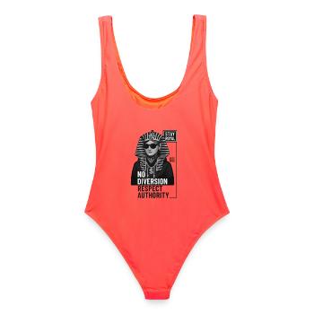 Imprimé de style de rue Pharaon rebelle - Maillot de bain femme - corail - Dos - AI Model Female 172 light (172cm)
