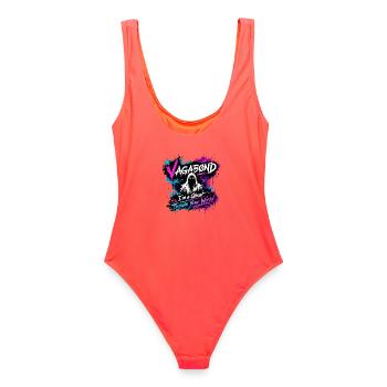 Vagabond Ghost Graffiti - Women's Swimsuit - coral - Back - AI Model Female 172 light (172cm)