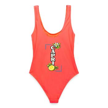 Capri Lemon Blossom Amour Été Méditerranéen - Maillot de bain femme - corail - Dos - AI Model Female 172 light (172cm)