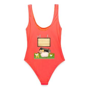 Pasture Pals Panneau de ferme rustique - Maillot de bain femme - corail - Dos - AI Model Female 172 light (172cm)
