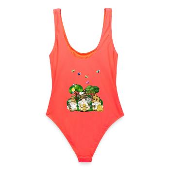 Jardin de nid d’abeilles de la colonie d’abeilles - Maillot de bain femme - corail - Dos - AI Model Female 172 light (172cm)