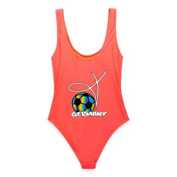 Football, Germany, Sport - Women's Swimsuit - coral - Back - AI Model Female 172 light (172cm)