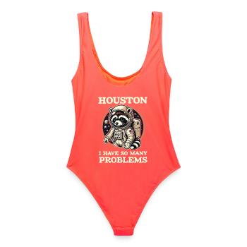Houston, j’ai tellement de problèmes de raton laveur - Maillot de bain femme - corail - Dos - AI Model Female 172 light (172cm)