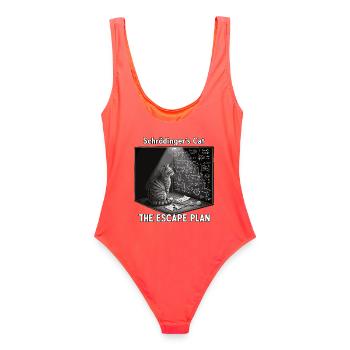 Le chat de Schrödinger avec un plan d'évasion - Maillot de bain femme - corail - Dos - AI Model Female 172 light (172cm)