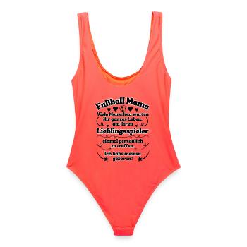 Fußball Mama Lieblingsspieler - Frauen Badeanzug - Korallenrot - Hinten - AI Model Female 172 light (172cm)