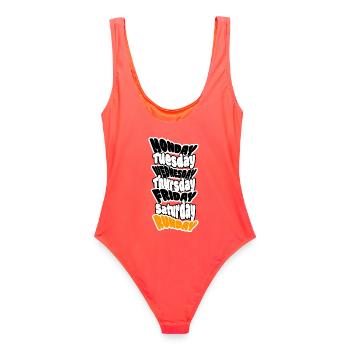 Sunday is Runday - Longrun oder ausschlafen - Frauen Badeanzug - Korallenrot - Hinten - AI Model Female 172 light (172cm)