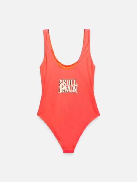 Skull Drain Vintage-Stil - Frauen Badeanzug - Korallenrot