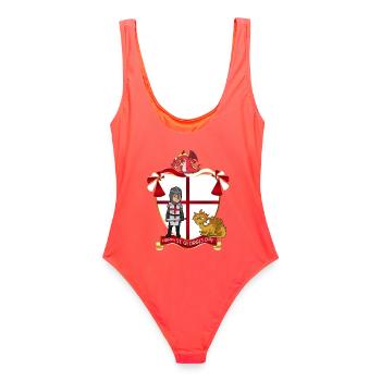 Saint-Georges et Dragons - Maillot de bain femme - corail - Dos - AI Model Female 172 light (172cm)