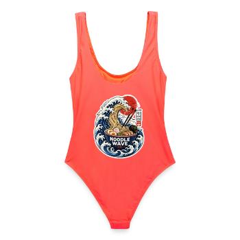 Noodle Wave Ramen Co. - Maillot de bain femme - corail - Dos - AI Model Female 172 light (172cm)