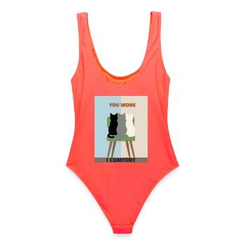 Chats sur chaises : le confort avant le travail - Maillot de bain femme - corail - Dos - AI Model Female 172 light (172cm)