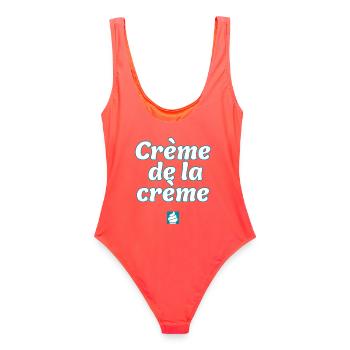 Crème de la Crème – Das Beste - Frauen Badeanzug - Korallenrot - Hinten - AI Model Female 172 light (172cm)