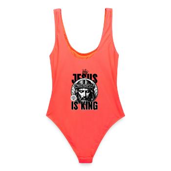 Jésus est Roi Couronne d’Épines - Maillot de bain femme - corail - Dos - AI Model Female 172 light (172cm)
