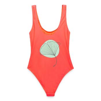Ginkgo - Frauen Badeanzug - Korallenrot - Hinten - AI Model Female 172 light (172cm)