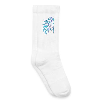 Cheval bleu - Chaussettes de tennis bio enfant - blanc - Droite