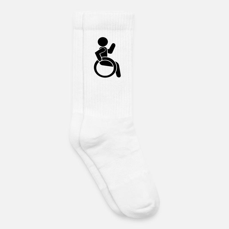 Winkender Rollstuhlfahrer # - Kinder Tennissocken - Weiß