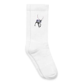 Moderner Rentierbulle mit großer Hornkrone - Kinder Tennissocken - Weiß - Rechts