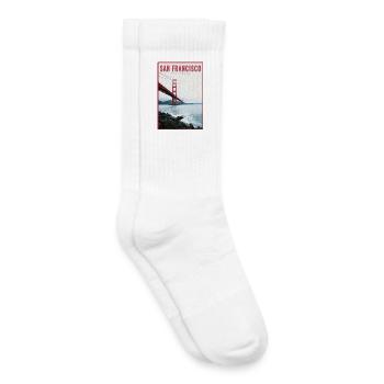 San Francisco Golden Gate Retro Postcard - Kinder Tennissocken - Weiß - Rechts