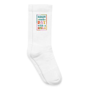 t-shirt de motivation smile day effet grunge - Chaussettes de tennis bio enfant - blanc - Droite