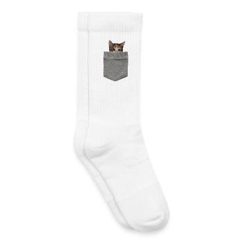 Chat dans sa poche - Un chaton regarde à travers - Chaussettes de tennis bio enfant - blanc - Droite
