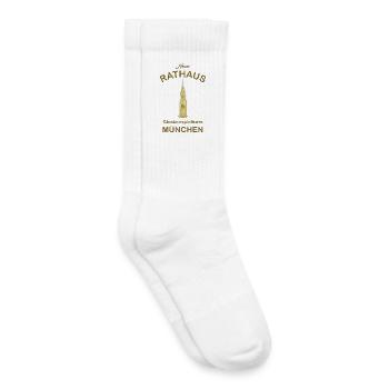 München, Turm Neues Rathaus, Zeichnung, Gold - Kinder Tennissocken - Weiß - Rechts