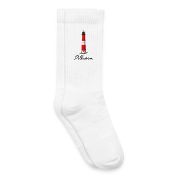 Pellworm, kultiger Leuchtturm, deutsche Nordsee - Kinder Tennissocken - Weiß - Rechts